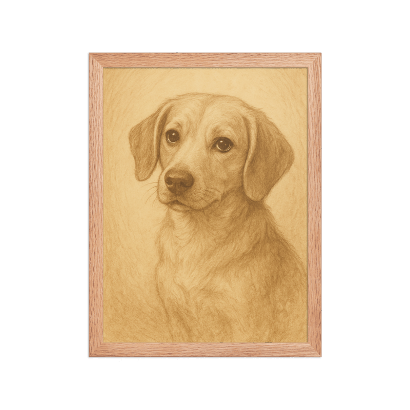 Custom Pet Memorial Portrait – Framed Tribute