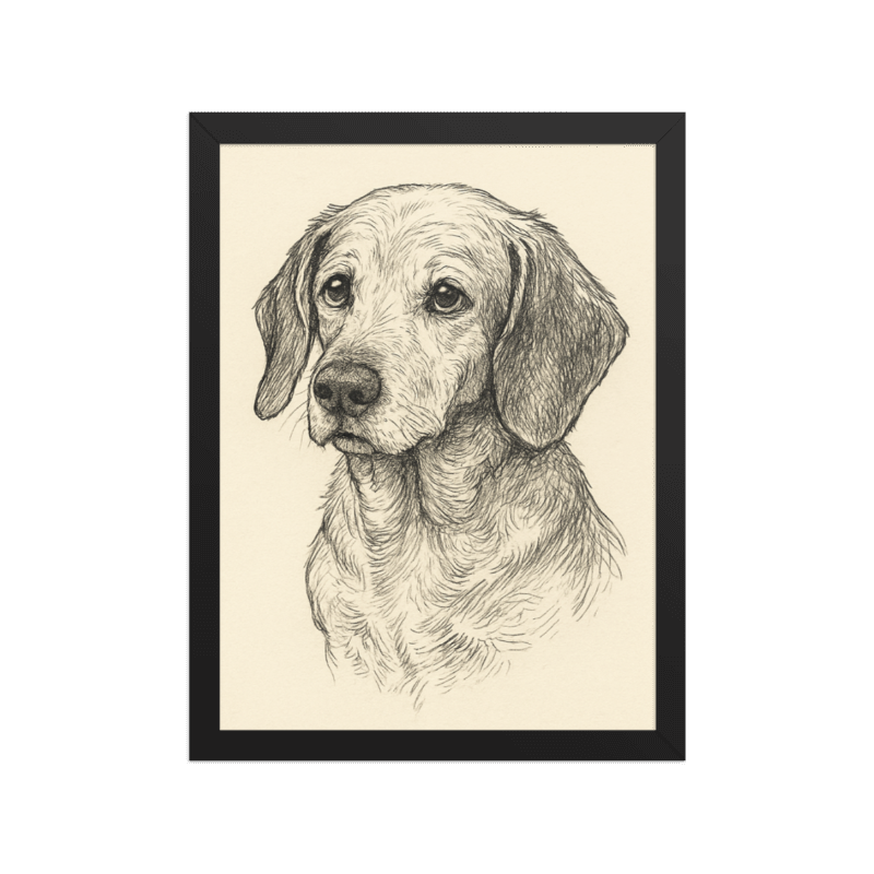 Custom Pet Memorial Portrait – Framed Tribute