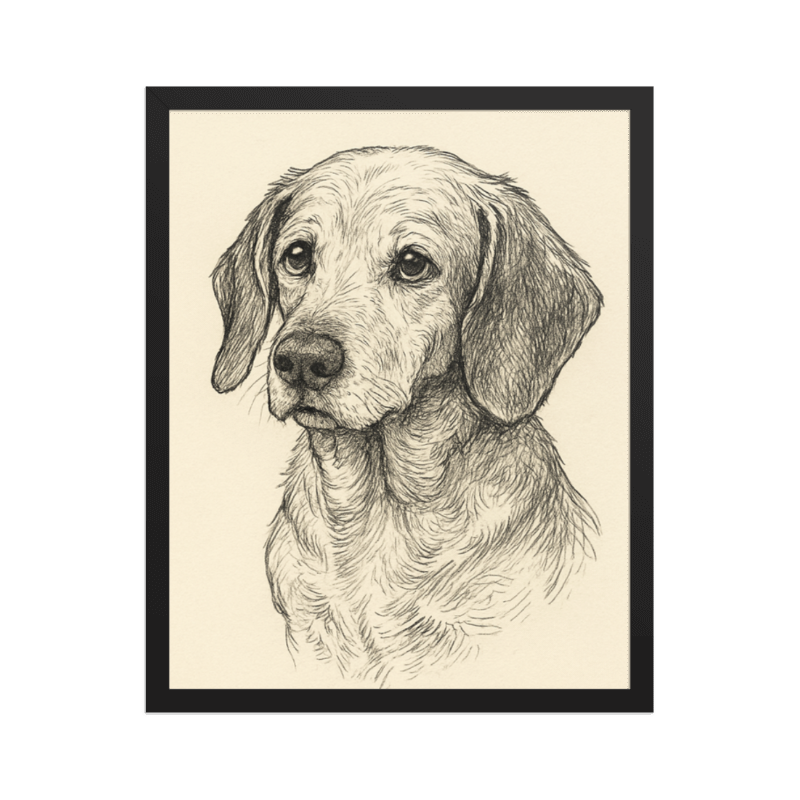 Custom Pet Memorial Portrait – Framed Tribute
