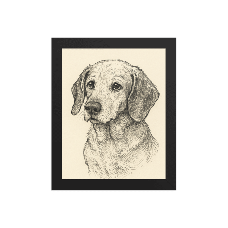 Custom Pet Memorial Portrait – Framed Tribute
