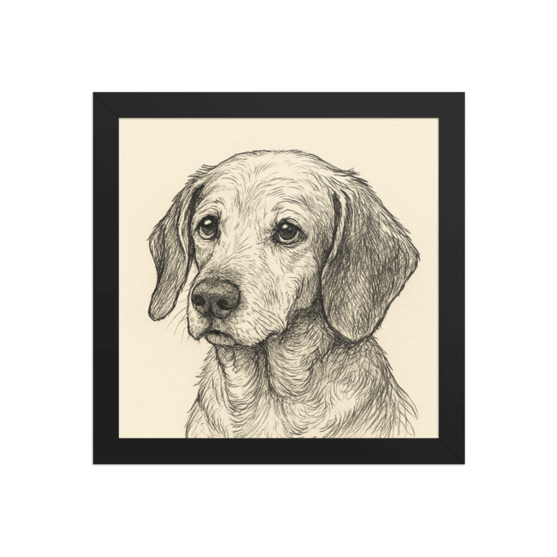 Custom Pet Memorial Portrait – Framed Tribute