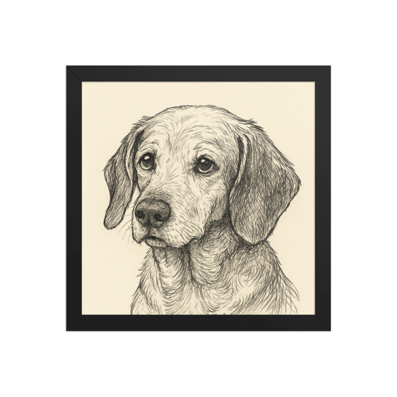 Custom Pet Memorial Portrait – Framed Tribute
