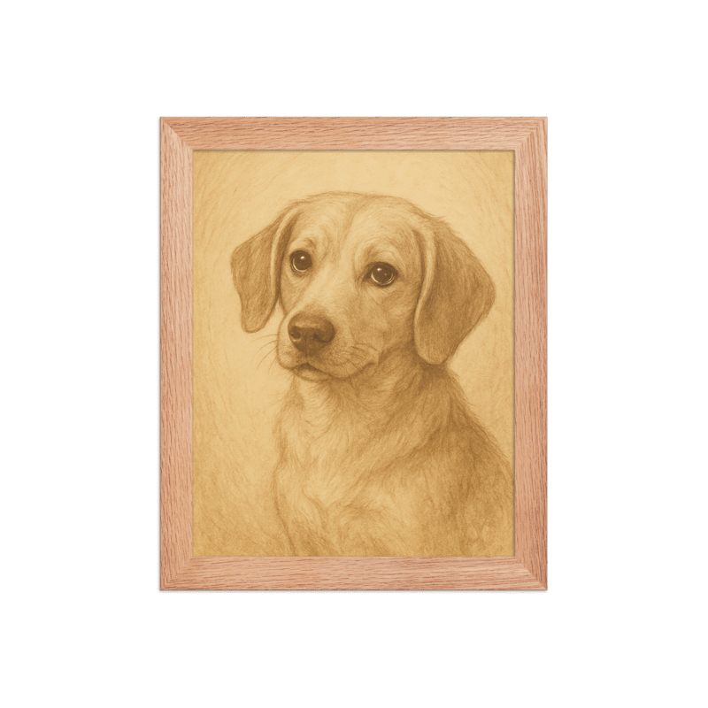 Custom Pet Memorial Portrait – Framed Tribute
